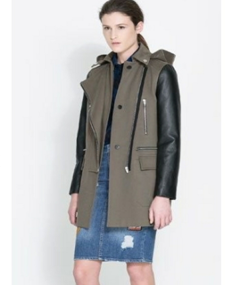 Zara leather hooded trench - utility coat - Picture 1 of 5